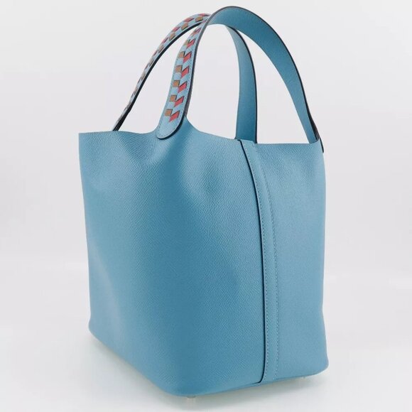 HERMES Picotin LockMM Handbag Tresage light blue Epsom Women - Picture 8 of 9